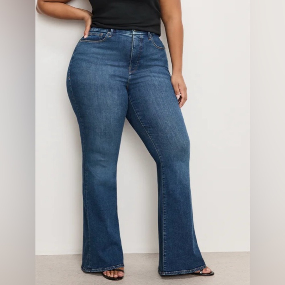 Good American Dark Blue Flare Jeans